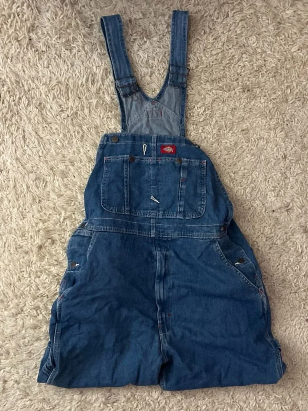 Dickies Denim Bib Overalls Dark Wash Mens